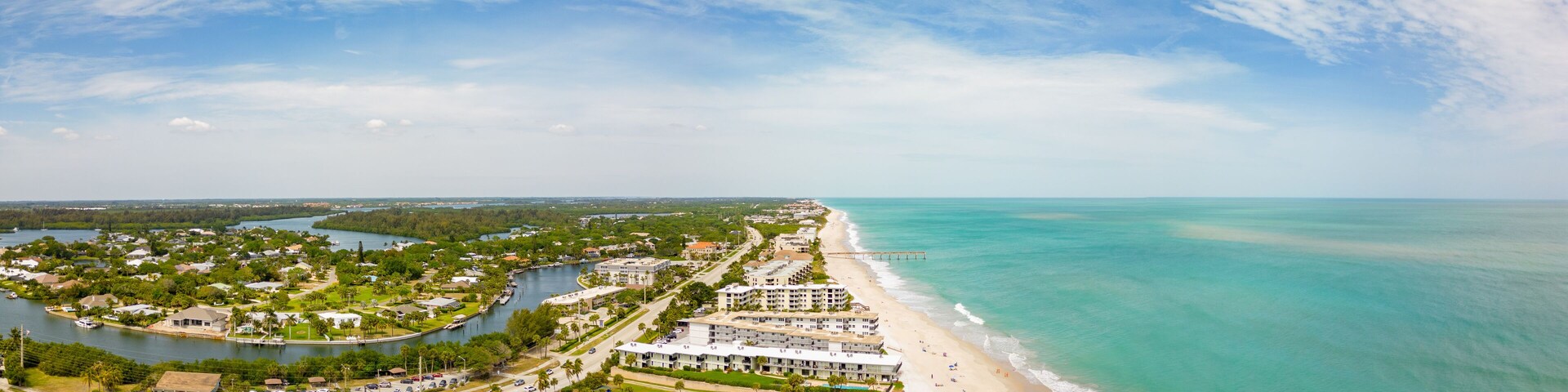 Aerial panorama North Hutchinson Island Vero Beach FL
