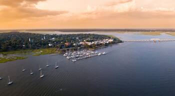 180 degree aerial panorama of Beaufort, South Carolina, USA.