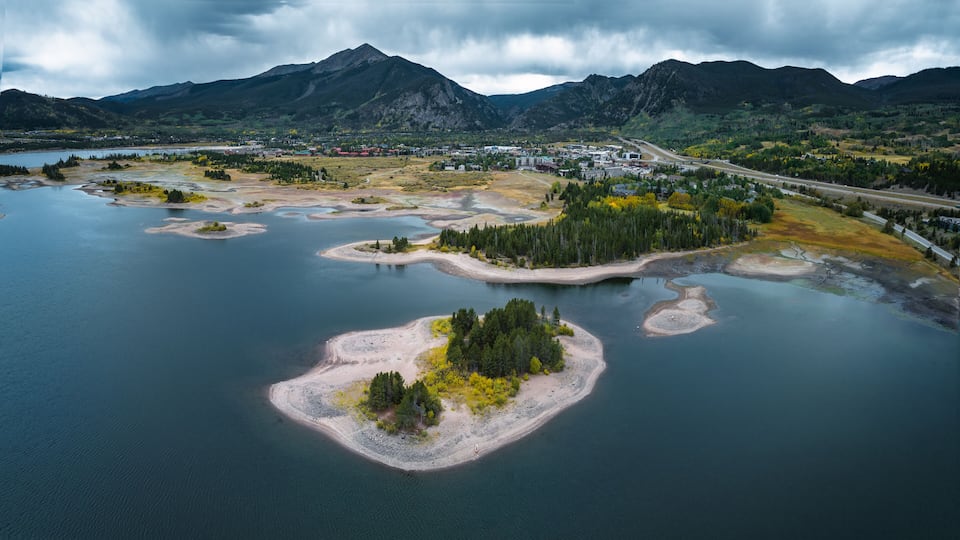 Frisco, Colorado during fall with lake