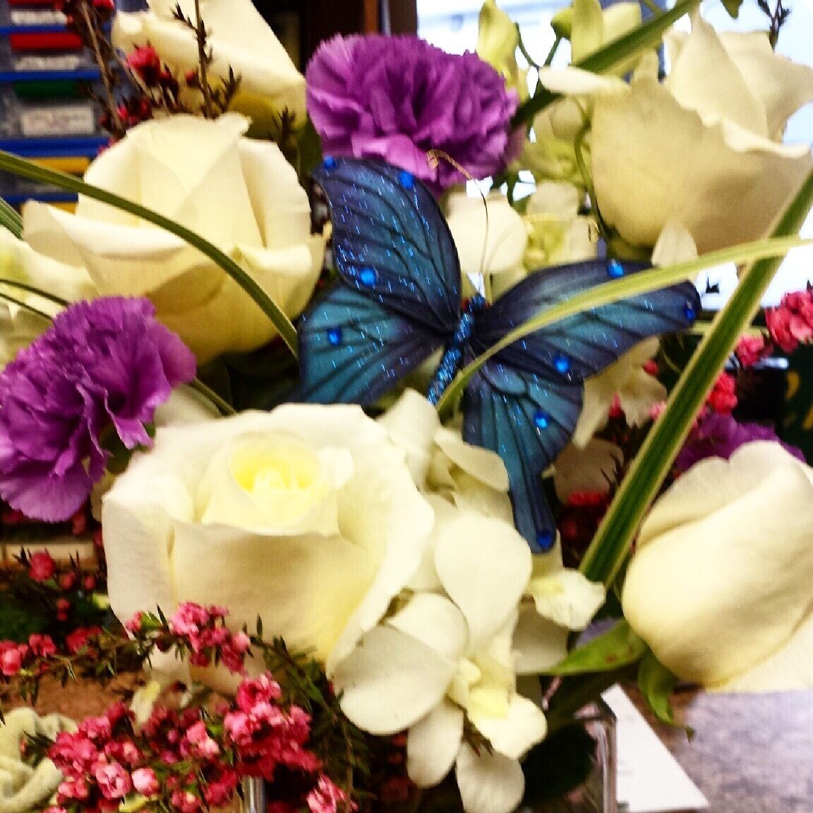 I wanted to make sure my boyfriend's grandma got pretty birthday flowers from her grandson, and this florist was able to make that happen over the phone (we're still in Washington). 

She also snapped this* photo of the arrangement and sent it to my phone (via SMS). Awesome!

*I cropped the photo and made it a little brighter. ;)