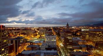 San Jose, Silicon Valley view from downtown to the north and San Jose International Airport at sunset.