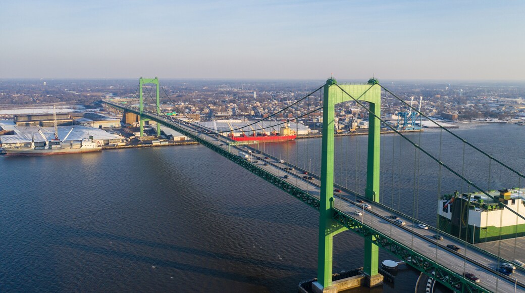 Aerial image of the Walt Whitman Bridge Delware River between NJ and PA
