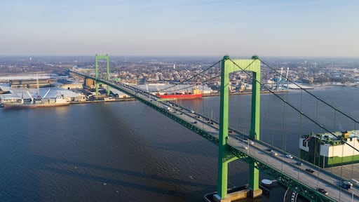 Aerial image of the Walt Whitman Bridge Delware River between NJ and PA