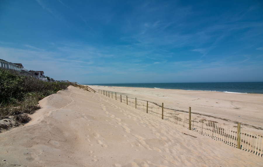 Private Beach on the Atlantic Ocean with Blue Sky