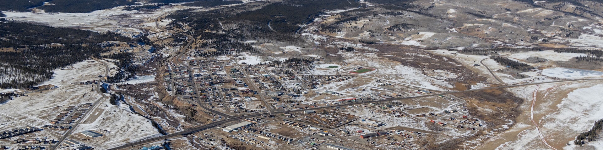 Aerial View of the town of Fairplay, Colorado, USA