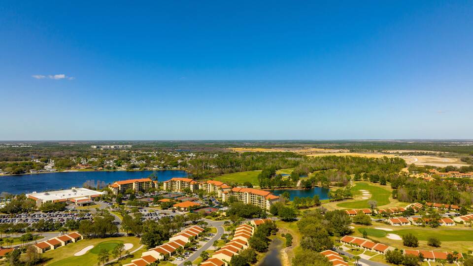 Kissimmee, FL, USA - February 20, 2022: Aerial photo of Orange lake resort