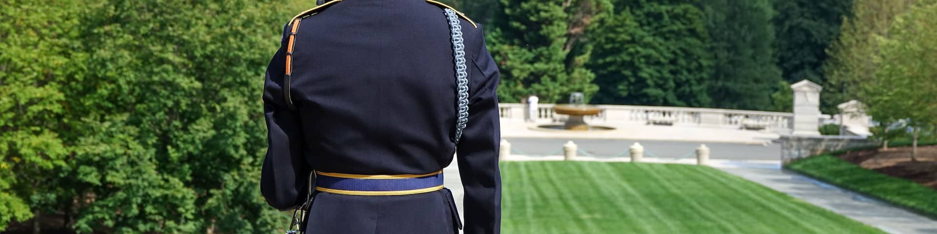 Close up view of a soldier during the Changing of Guard at Tomb of the Unknowns, Arlington National Cemetery, Washington DC, USA