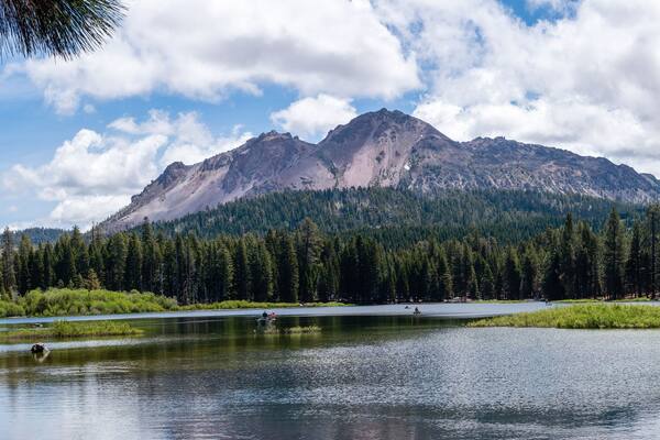 Panorama of Mount Lassen and Lake Manzanita