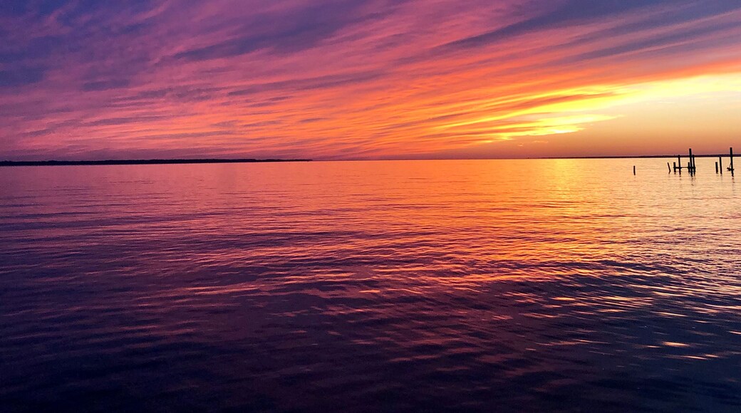 Vibrant Purple and Orange Sunset Over Choctawhatchee Bay — 30A Santa Rosa Beach Florida Coastal Twilight