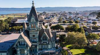 Morning light shines historic downtown Eureka, California, USA.