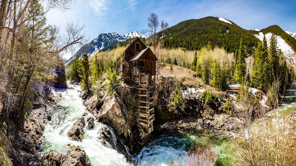 Waterfall at Old Crystal Mill White river national forest Colorado