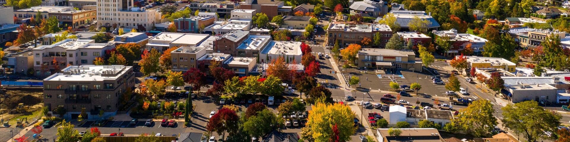 Aerial view of Ashland, Oregon