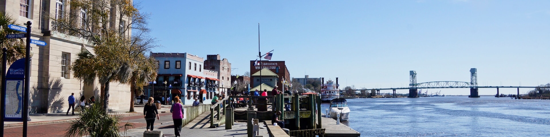 Wilmington USA - 8 March 2015 - Cape Fear River river front in Wilmington North Carolina USA