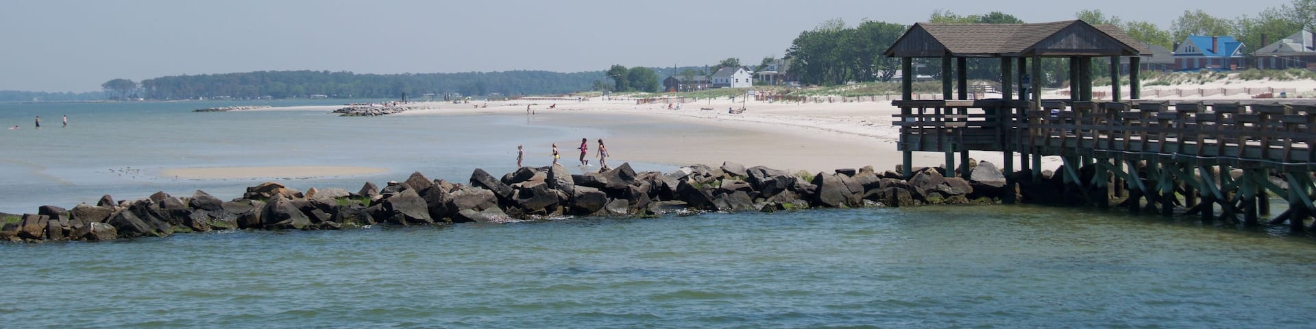 Virginia, USA - May 2017: Families enjoying on Cape Charles Beach, Virginia on May 2017