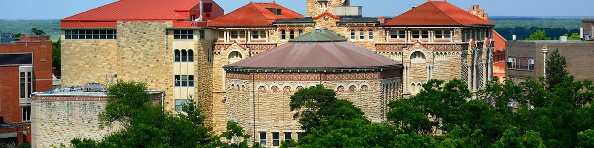 Buildings on the University of Kansas Campus in Lawrence, Kansas.