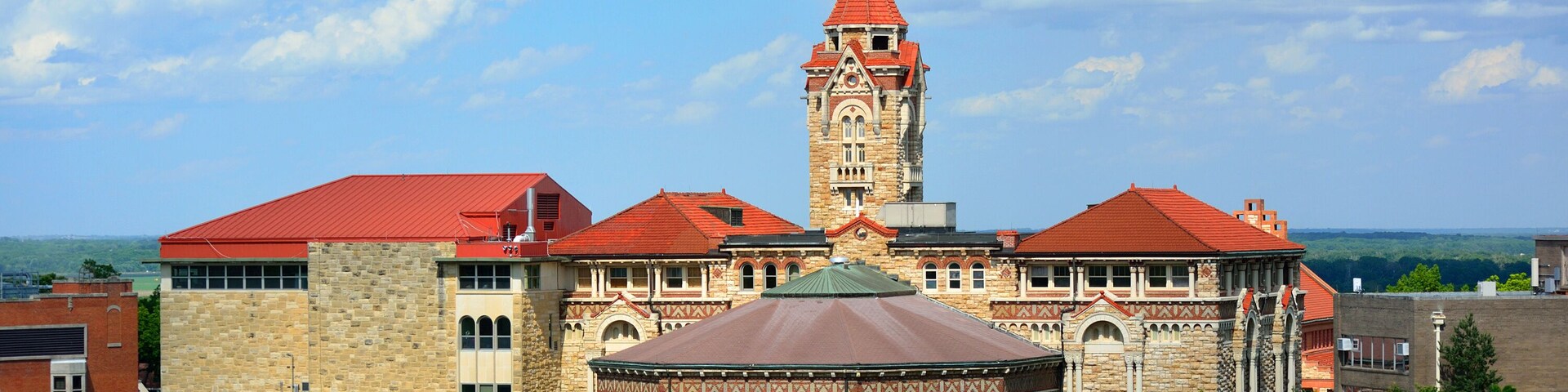 Buildings on the University of Kansas Campus in Lawrence, Kansas.