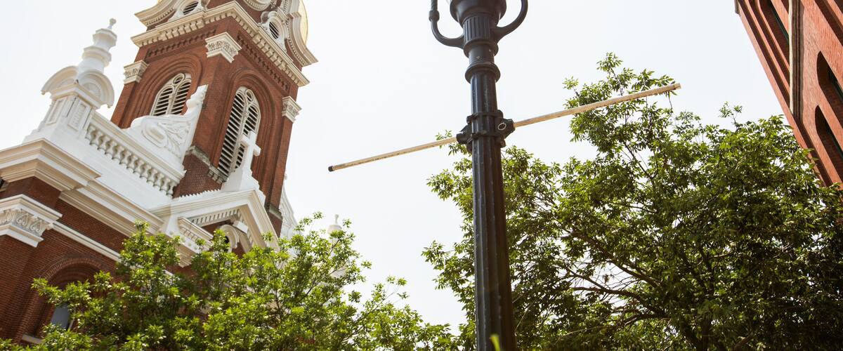 Daytime view of the historic buildings of the Quality Hill neighborhood of downtown Kansas City, Missouri, USA.