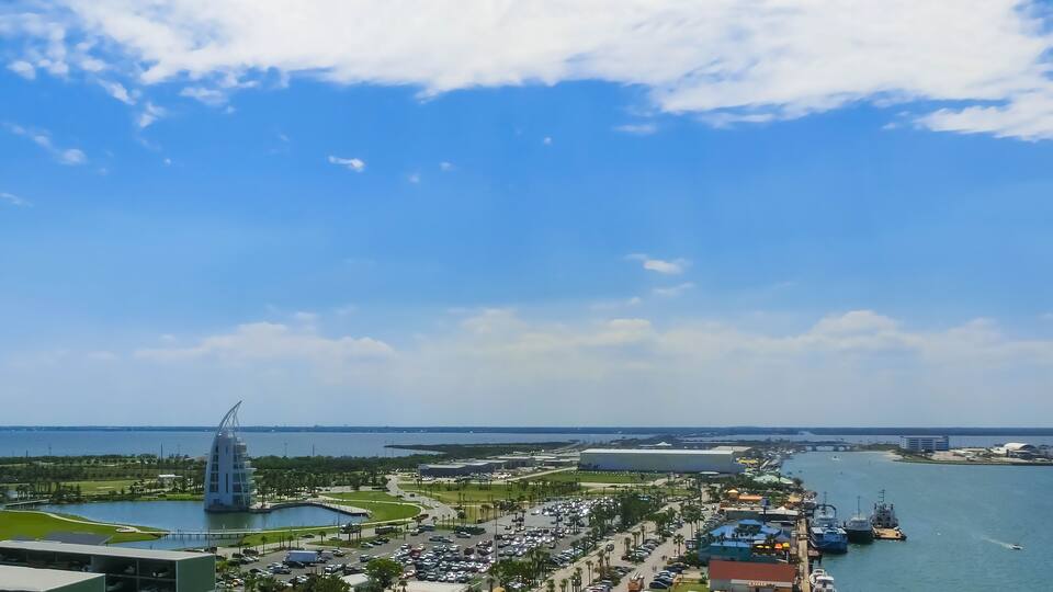 Cape Canaveral, USA. The arial view of port Canaveral from cruise ship