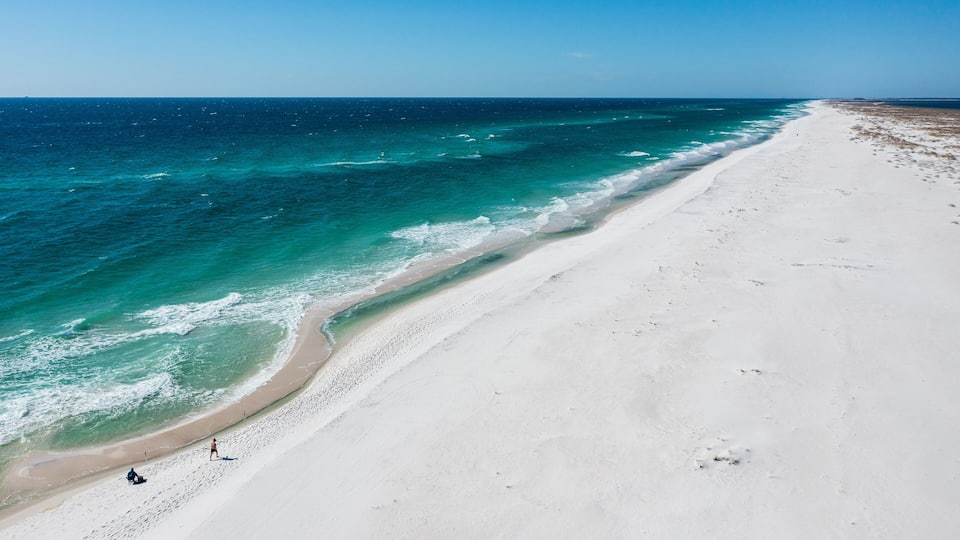 Pensacola Beach is a Florida resort community on the Gulf Coast barrier island of Santa Rosa.