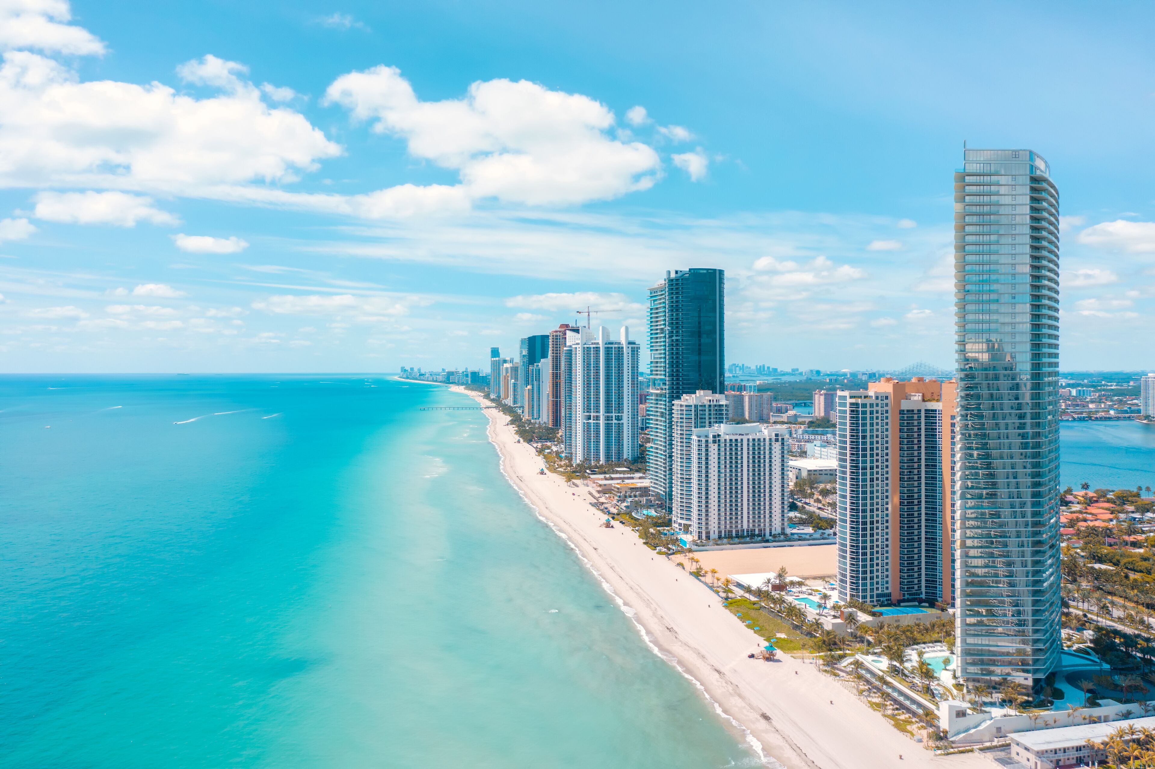 Panoramic view of the Sunny Isles Beach skyline in Florida