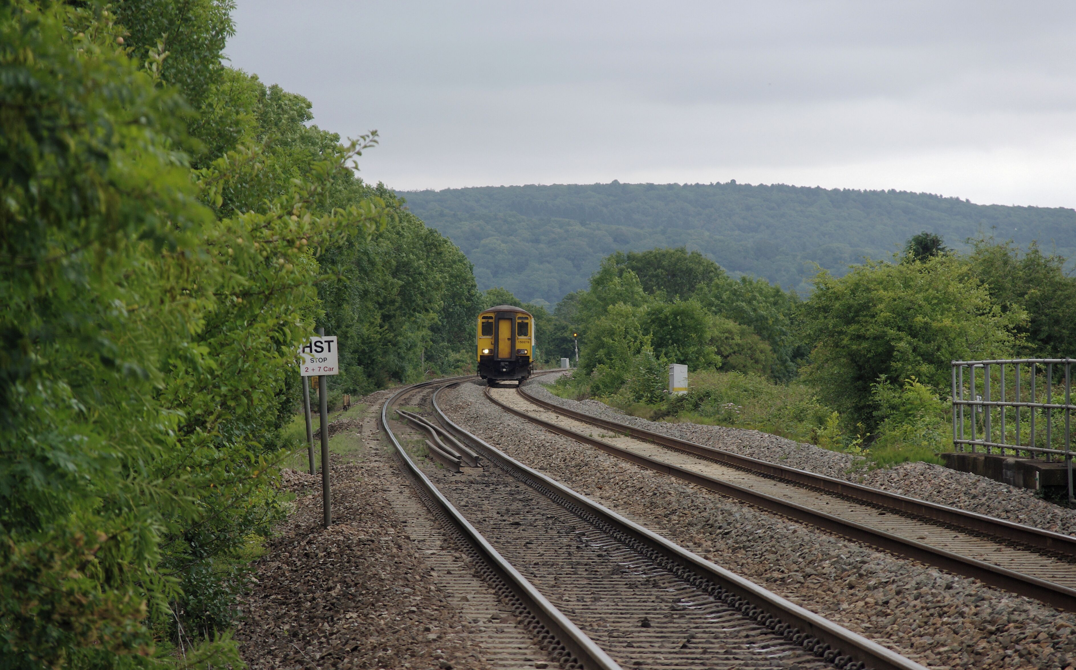 Arriva Trains Wales DMU 150278 arrives at Nailsea & Backwell railway station with a First Great Western service to Weston-super-Mare.
