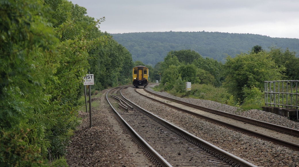 Arriva Trains Wales DMU 150278 arrives at Nailsea & Backwell railway station with a First Great Western service to Weston-super-Mare.