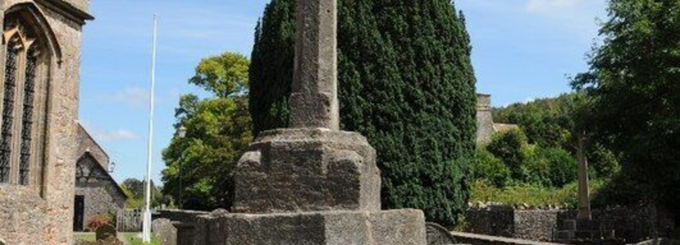 Churchyard cross outside St Andrew's parish church, Backwell, North Somerset. The base is 15th-century. The shaft and head are replacements added in 1962.