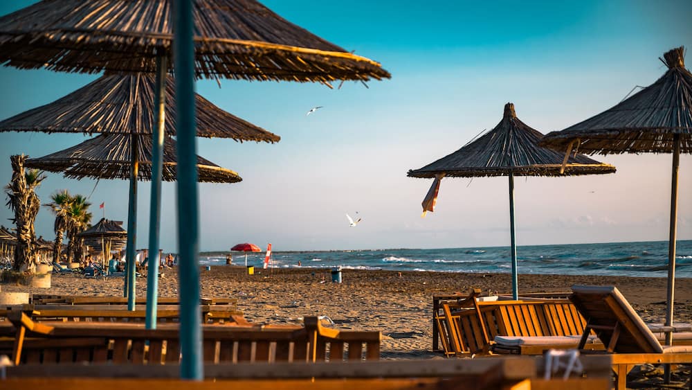 Spille beach during sunset in Albania