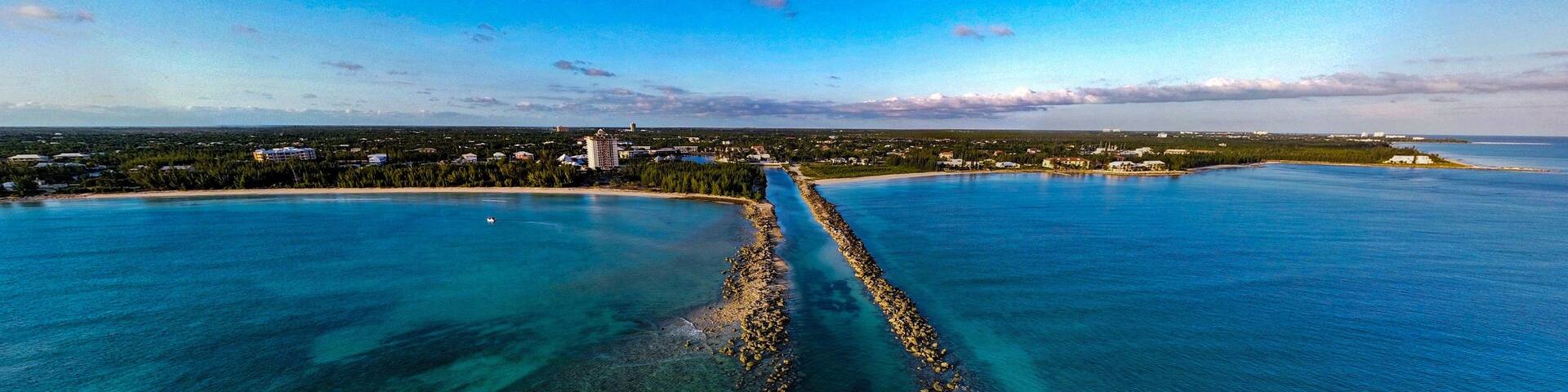 Aerial view of the Xanadu beach Freeport Grand Bahama Bahamas