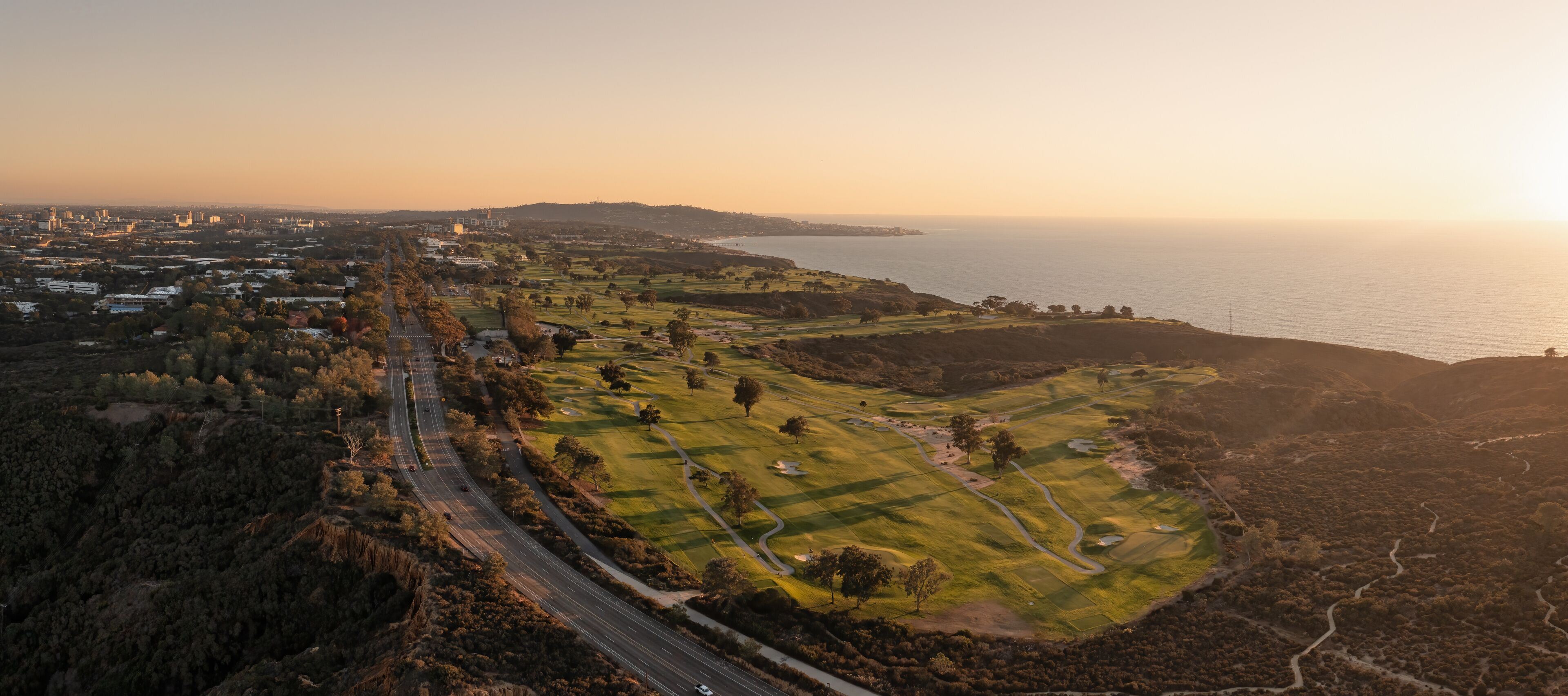 Golf Course at Torrey Pines with Pacific Ocean in the background La Jolla California USA near San Diego