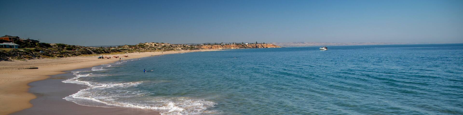 Port Noarlunga Beach featuring a sandy beach and general coastal views