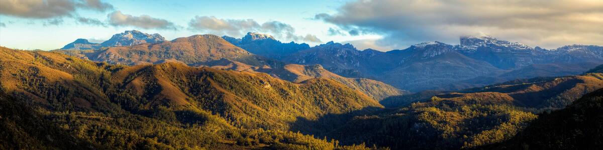 Late afternoon sun over Franklin Gordon Rivers National Park