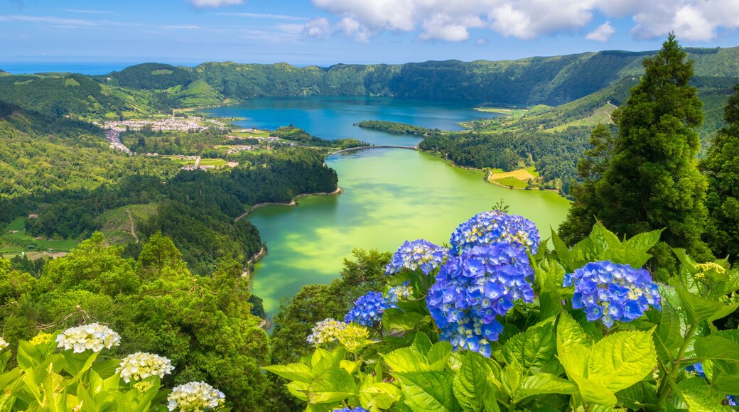 Beautiful view of Seven Cities Lake "Lagoa das Sete Cidades" from Vista do Rei viewpoint in São Miguel Island - Azores - Portugal