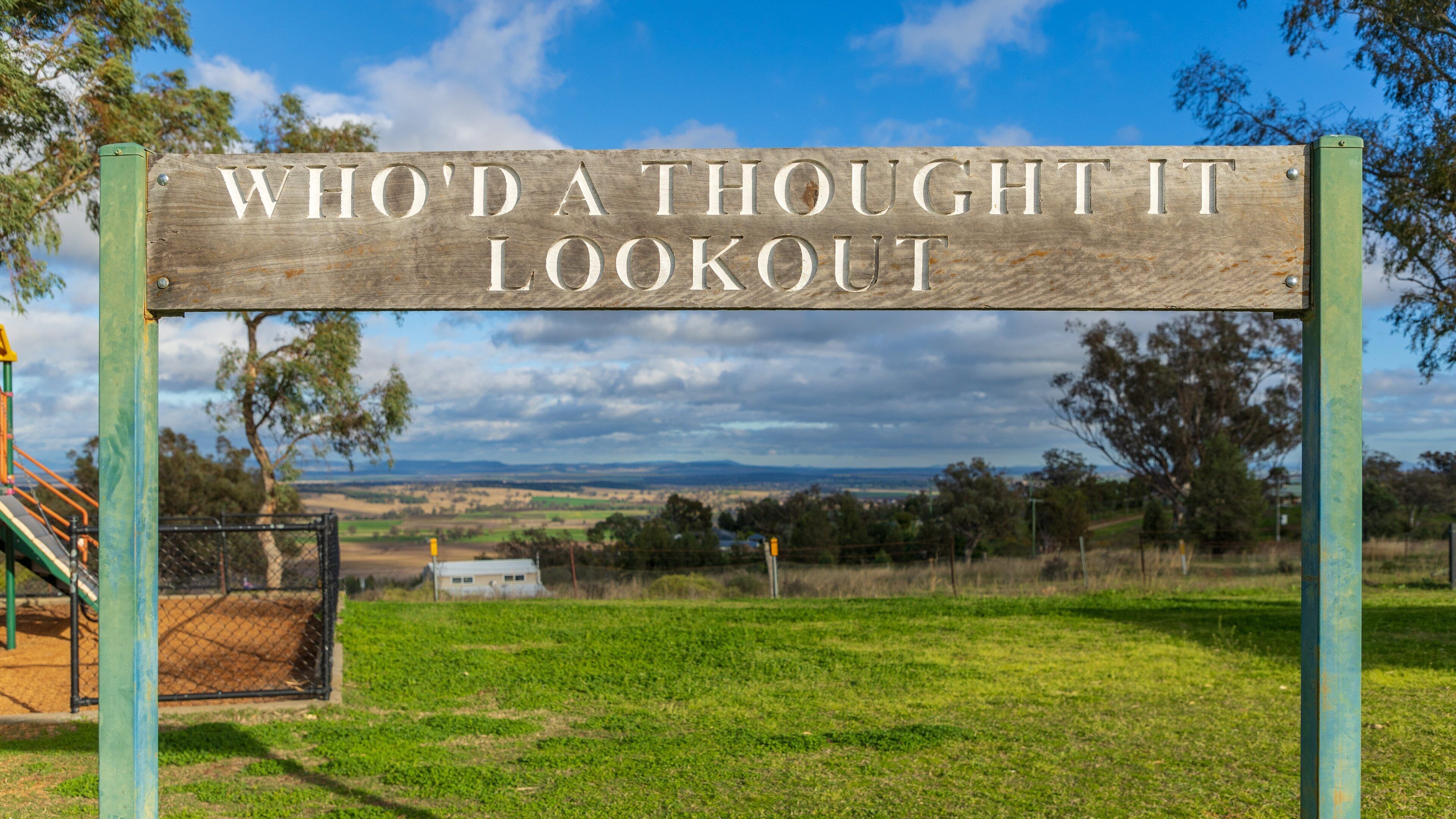 Who\'d A Thought It Lookout featuring tranquil scenes and signage