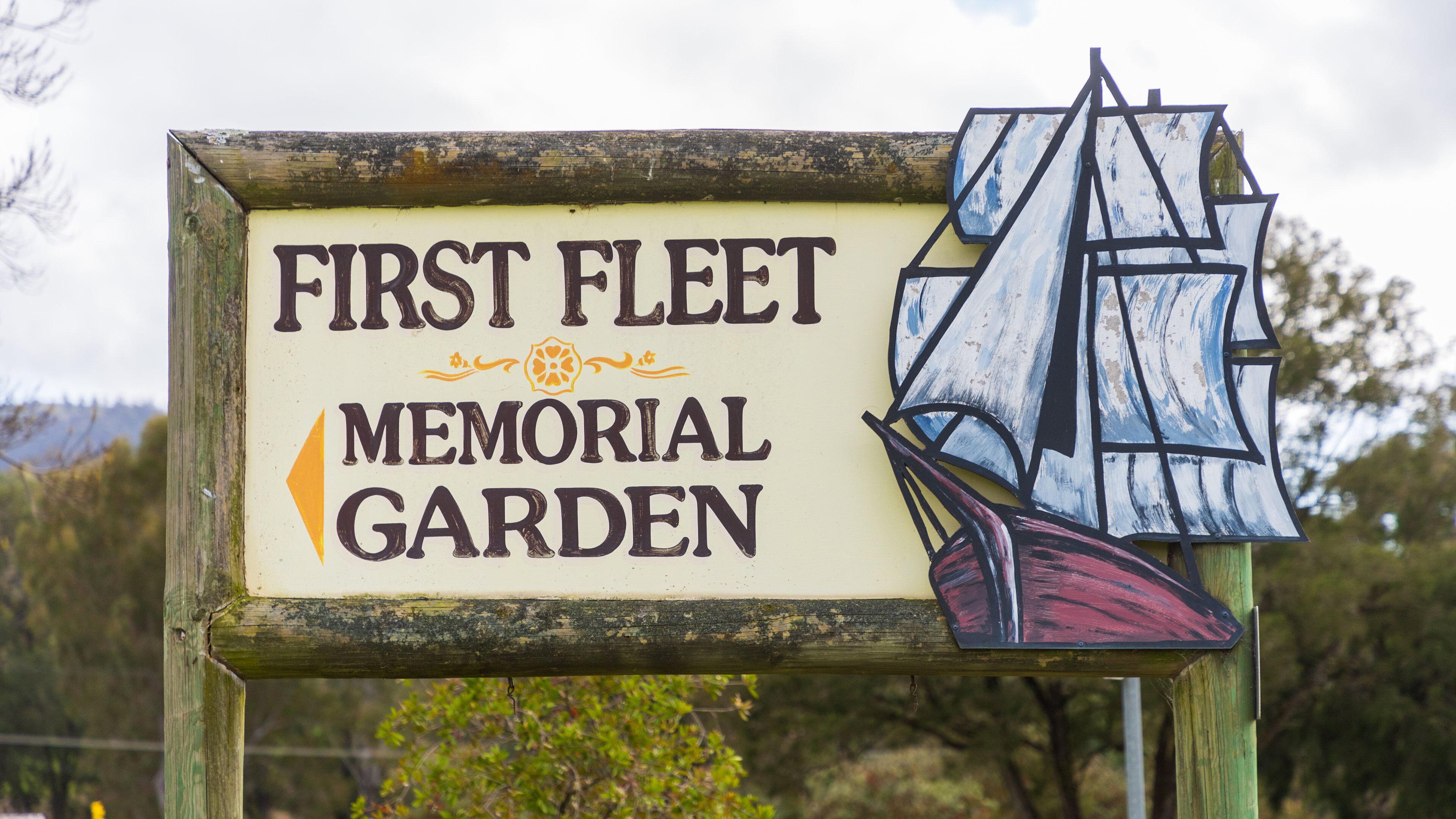 First Fleet Memorial Garden showing signage