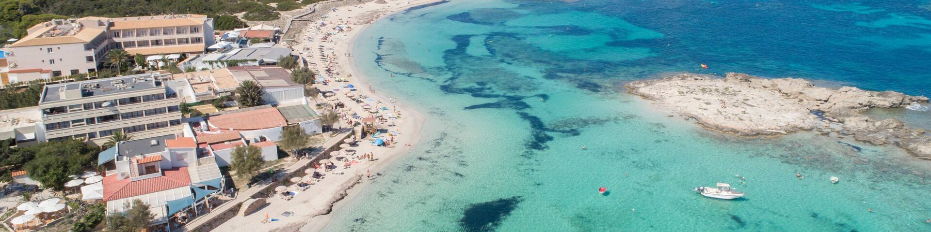 Coast line with turquoise waters in Formentera