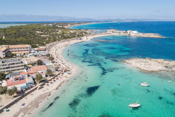 Coast line with turquoise waters in Formentera