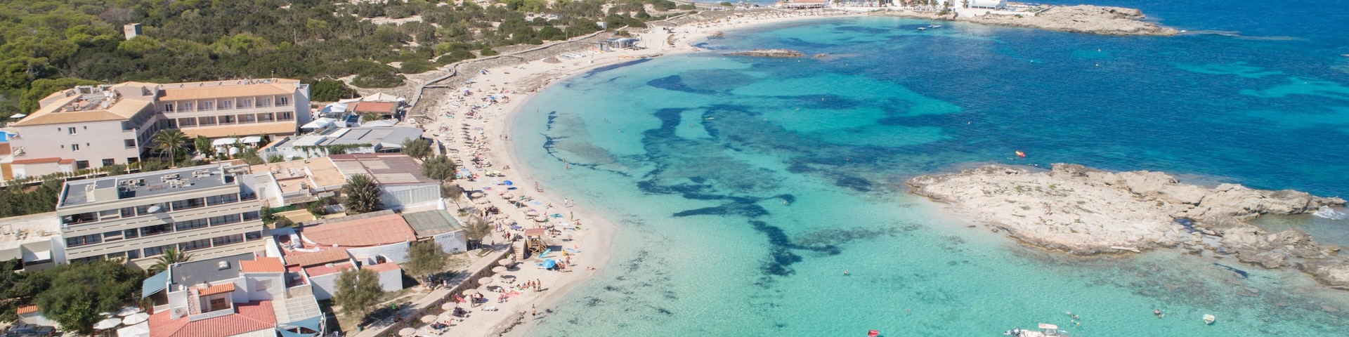 Coast line with turquoise waters in Formentera