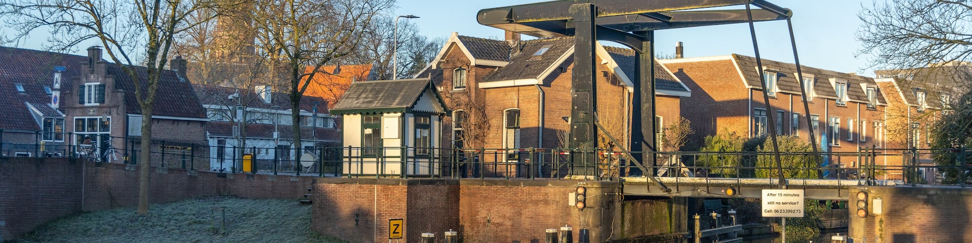 Bridge and canal in winter in the historic city of IJsselstein