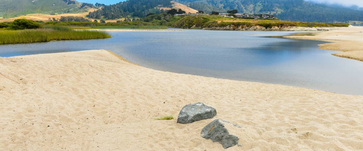 Mouth of the Carmel River Where It Empties Into The Pacific Ocean - Carmel, CA