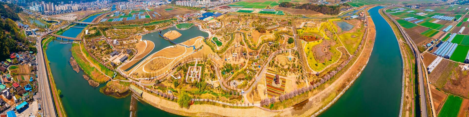 Aerial View of Suncheonman Bay National Garden located in Suncheon city,Jeonnam-do of South Korea
