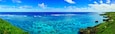 真夏の宮古島。イムギャーマリンガーデンからみる珊瑚礁の海(パノラマ)