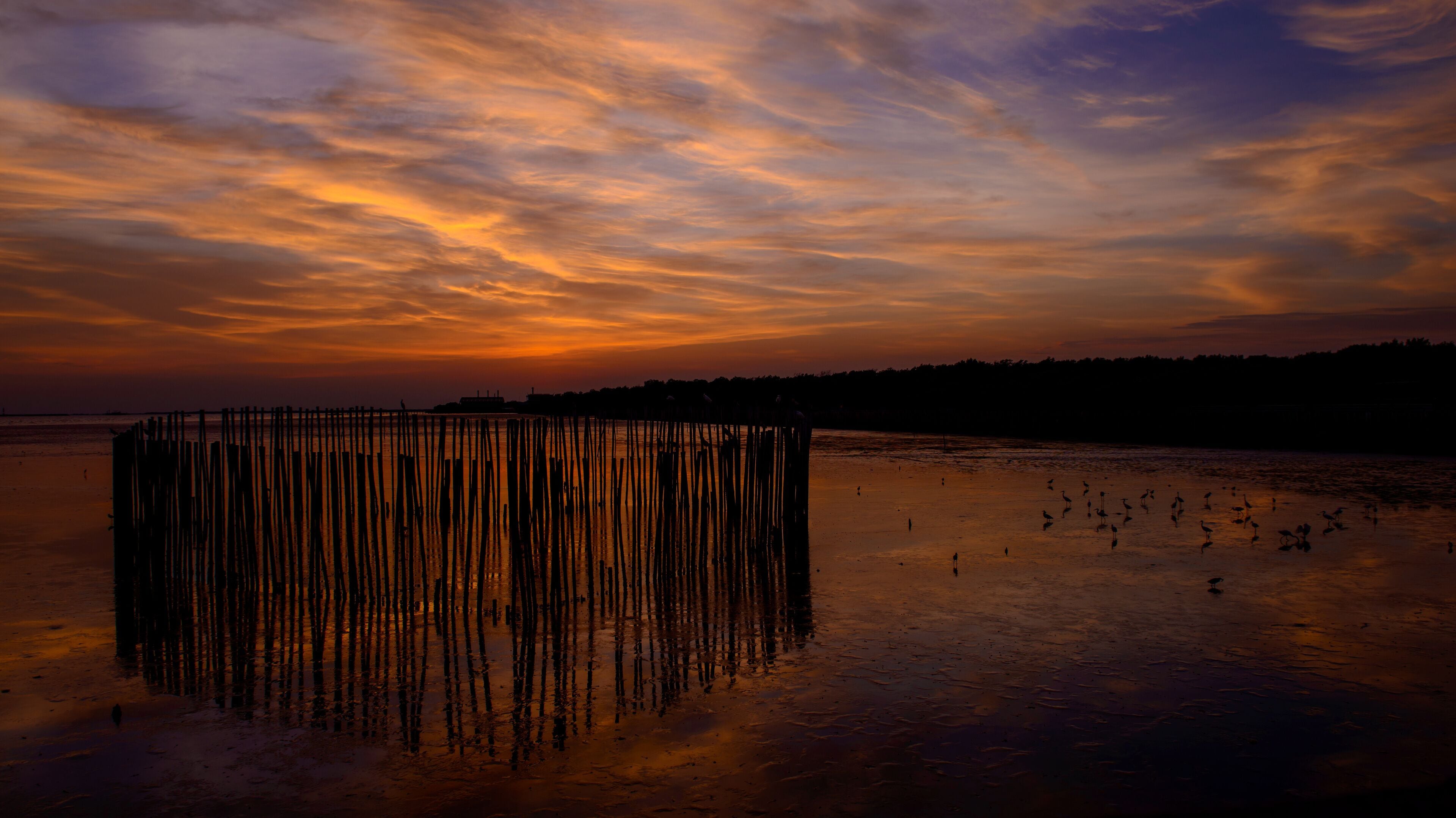 Beautiful sunset sky backgrounds at Bangpu Recreation Center, Samut Prakan, THAILAND