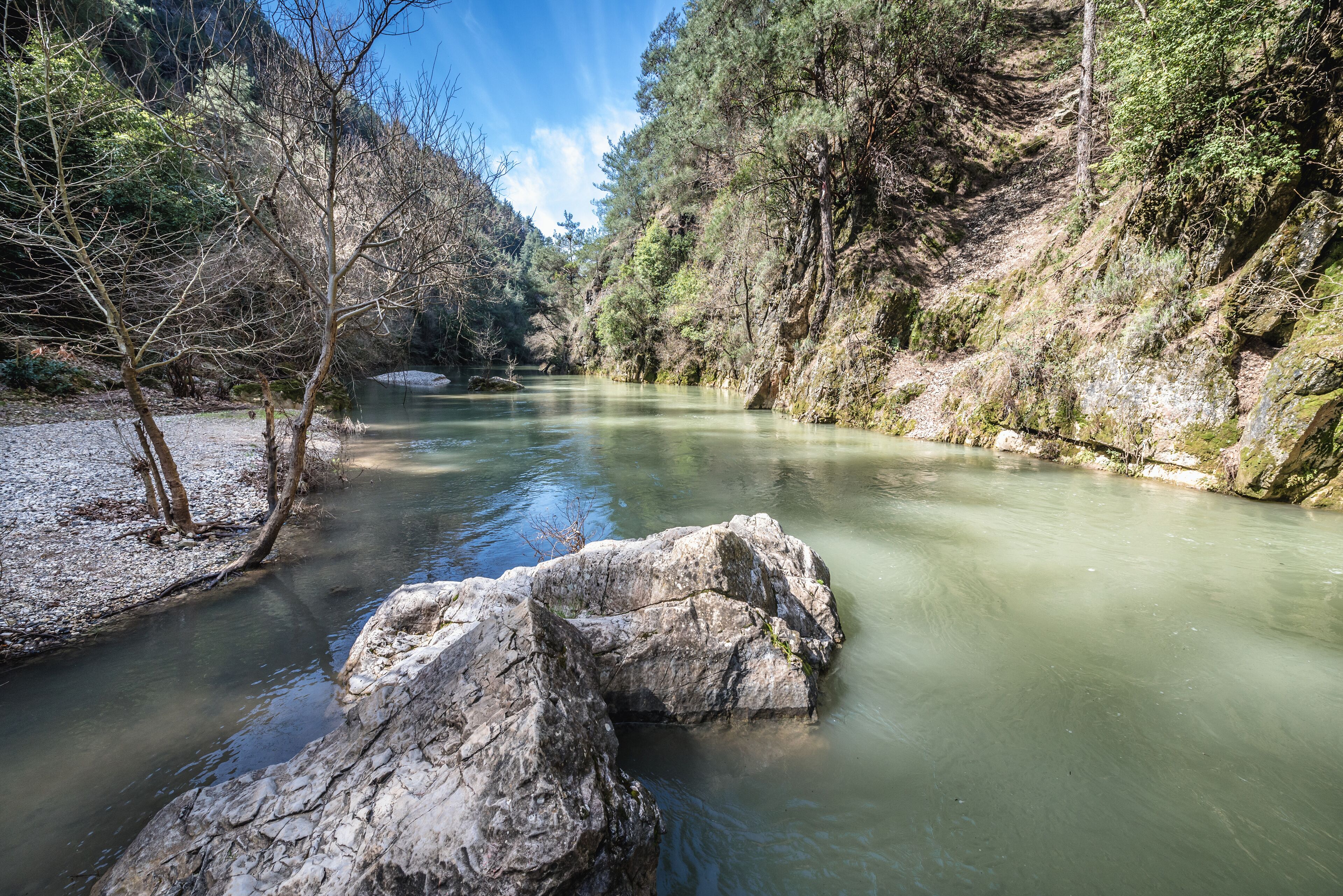 Chouwen Lake on the Nahr Ibrahim - Abraham River in Jabal Moussa nature park in Lebanon