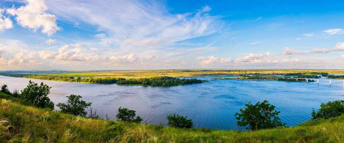 View of steppe and upper area river Don in Russia