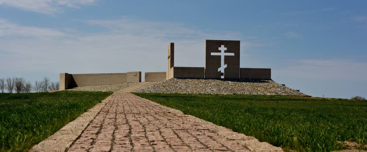 Volgograd. Russia - April 30 2018. A military memorial, Soviet and German cemetary of the soldiers, deceased in the Battle of Stalingrad in the village Rossoshka Gorodishchensky District.