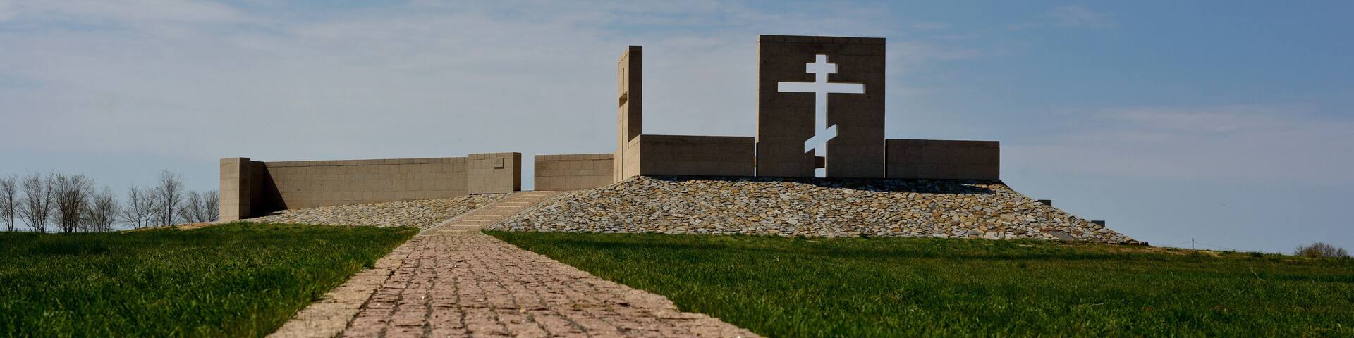 Volgograd. Russia - April 30 2018. A military memorial, Soviet and German cemetary of the soldiers, deceased in the Battle of Stalingrad in the village Rossoshka Gorodishchensky District.