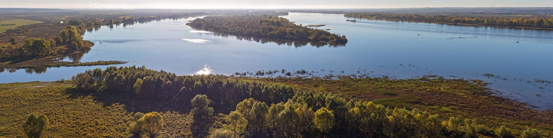 river Kama in autumn day