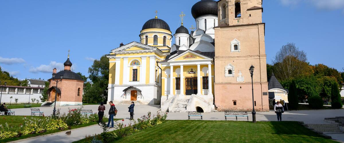 On the territory of the Staritsky Holy Dormition Monastery, Staritsa, Tver region, Russian Federation, September 20, 2020