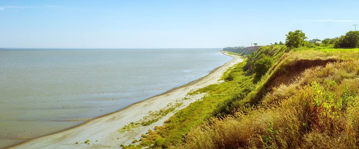 Calm sea shore, Russia, Azov Sea, Taganrog Bay